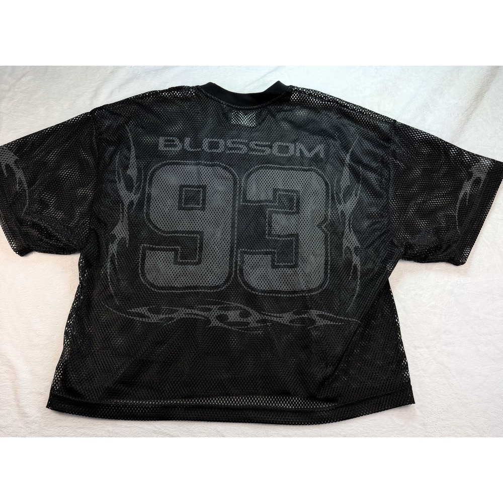 PacSun Midnight 93 Blossom Mesh Jersey Black Graphic Tribal Cyber Y2K Mens Small